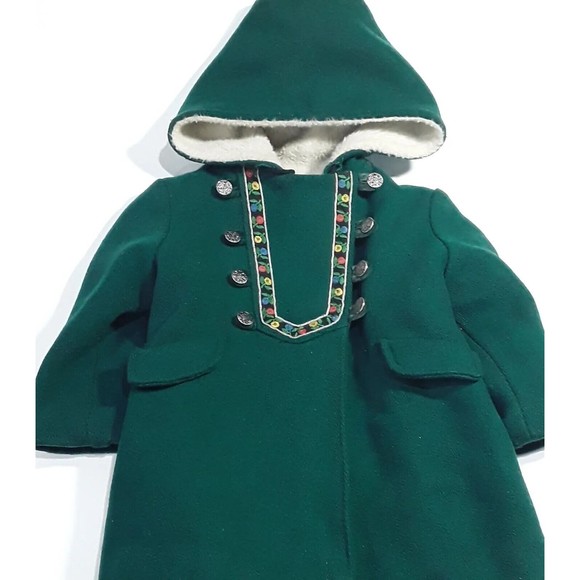 Vintage Girls Coat, Rothchilds, 1970s, Green Lined. Size Small, Union label